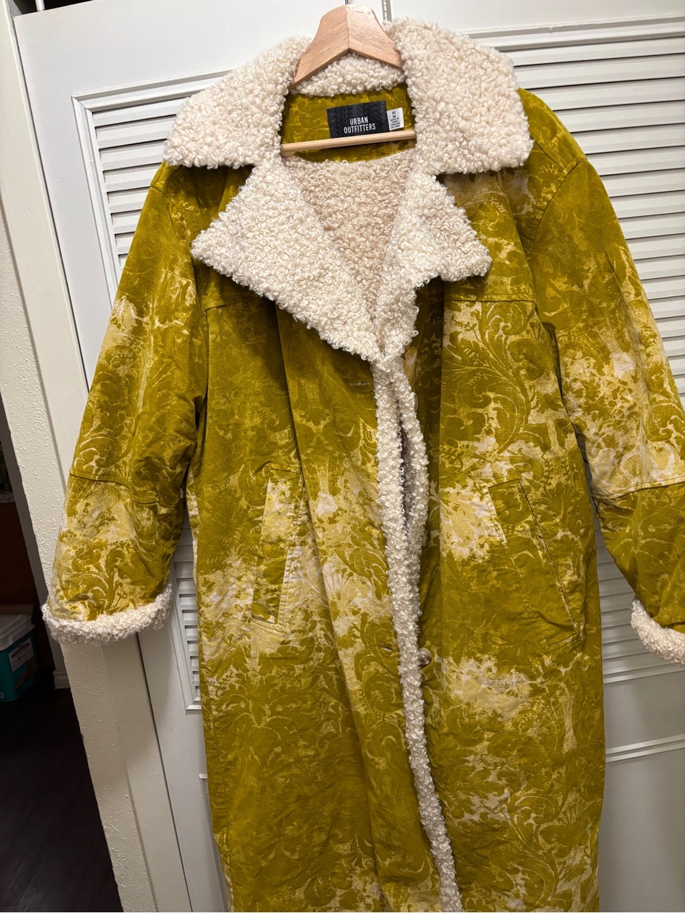 Urban Outfitters Tapestry Jacquard Sherpa Coat